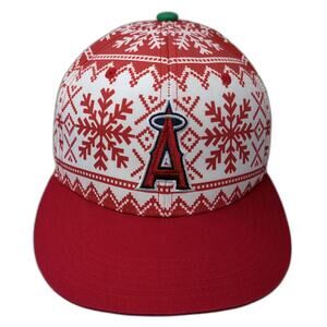 Los Angeles Angels MLB Sixth Man Snapback Hat Red OS Ugly Sweater Snowflake
